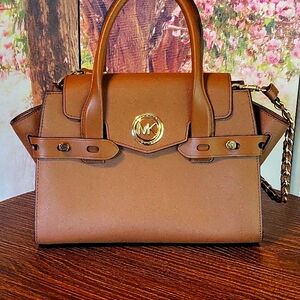 Michael Kors carmen brown flap satchel